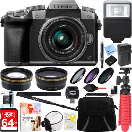 Panasonic LUMIX G7 DSLM Camera with 14-42mm Lens + 64GB Bundle